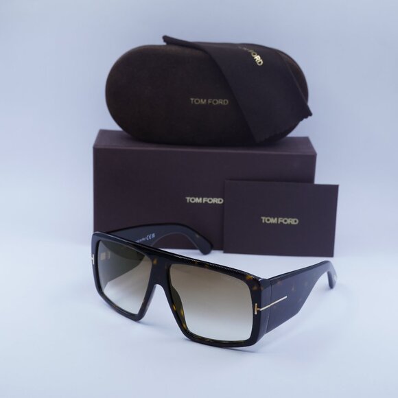 Tom Ford FT1036 52F Raven Aviator Sunglasses - Dark Tortoise/Brown - Picture 1 of 9